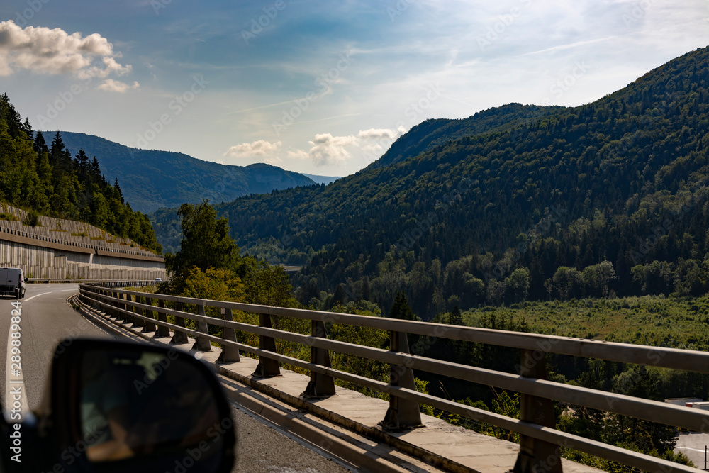 View of one of the most beautiful tracks in France from the car window. View of one of the most beautiful tracks in France from the car window.