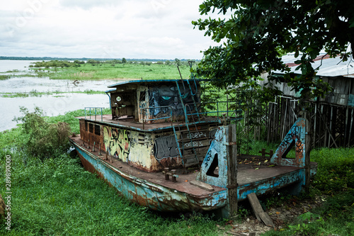 Old boat stranded in the jungle