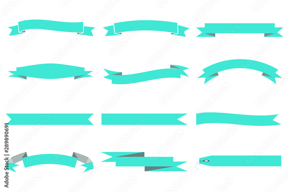 Set of blue flat ribbons.vector