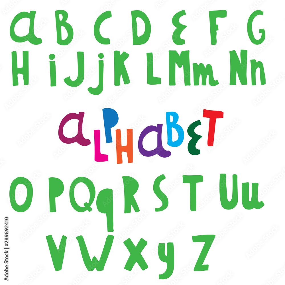 Handdrawn vector english alphabet with lines. Latin, roman letters. Cut out, childish, handmade style. Castomized colors. For banners, quotes, advertising, text, posters, greeting cards, invitations. 