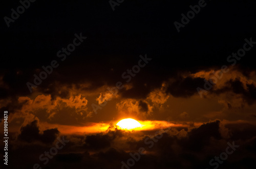 clouds silhouette on sunset background