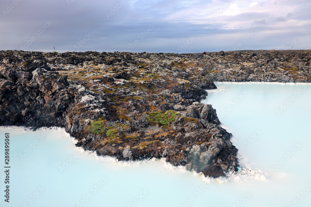 Blue Lagoon volcanic landscape in Iceland, Europe