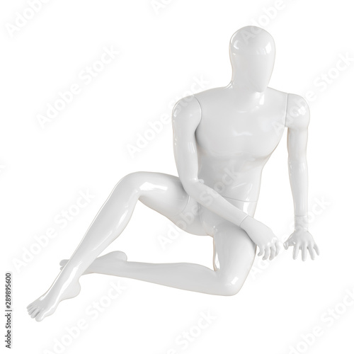White mannequin guy sitting on the floor. 3d rendering