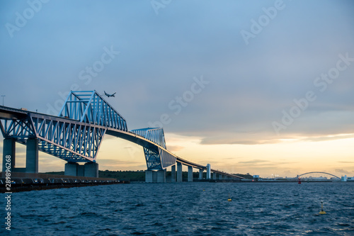 Tokyo Gate Bridge during sunset.