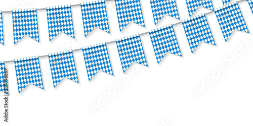 Vector realsitic isolated party flags flyer of Oktoberfest festival for template decoration and invitation covering on the white background. photo