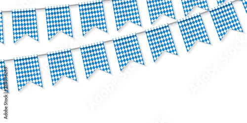 Vector realsitic isolated party flags flyer of Oktoberfest festival for template decoration and invitation covering on the white background.