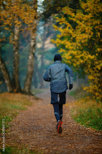 Photo from back of running athlete in autumn park © nuclear_lily