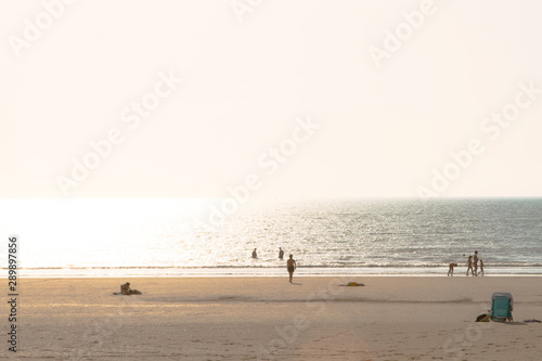 Valdelagrana beach in Puerto Santa Maria, Spain. Sunset in autumn