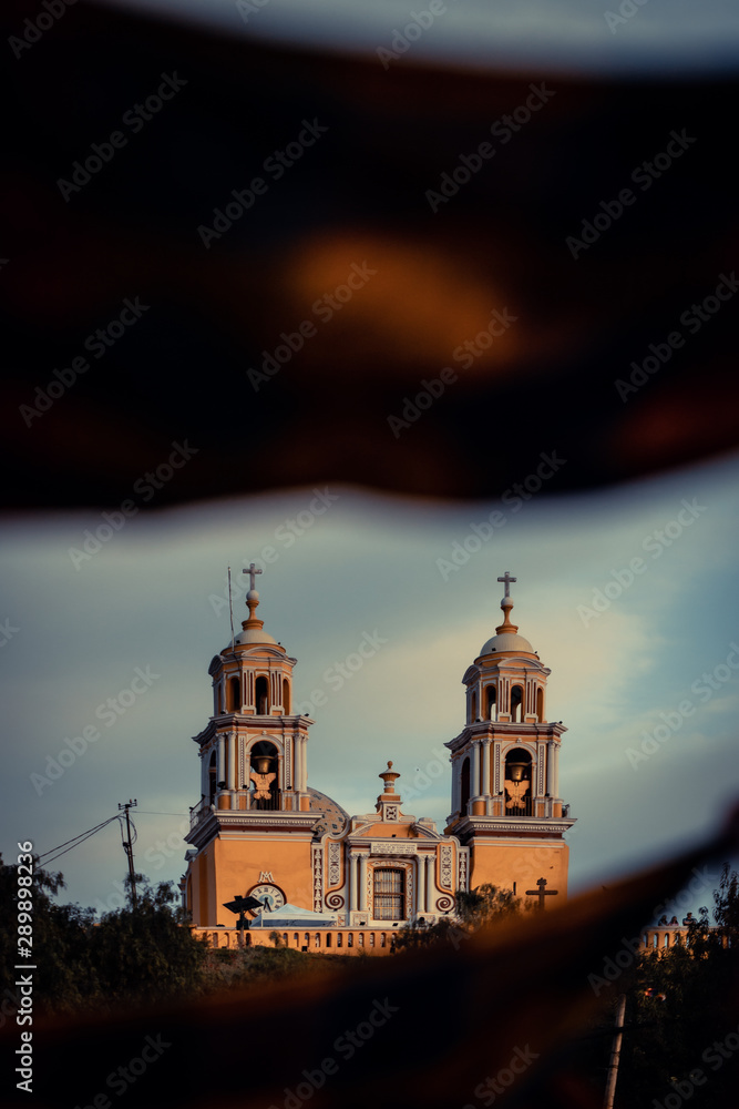A view of the Cholula's church build over an old pyramid