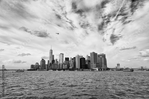 Lower Manhattan view from the Hudson River in New York