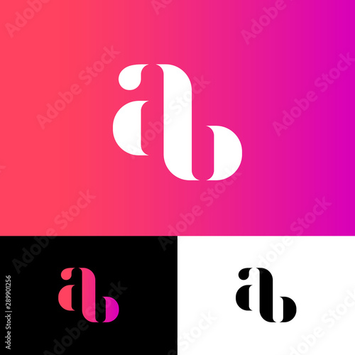 A, B logo. A and B monogram. Original symbol on different backgrounds. Web, ui icon.