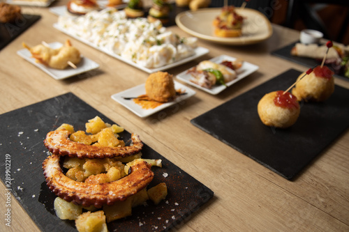 Variety of delicious Spanish tapas