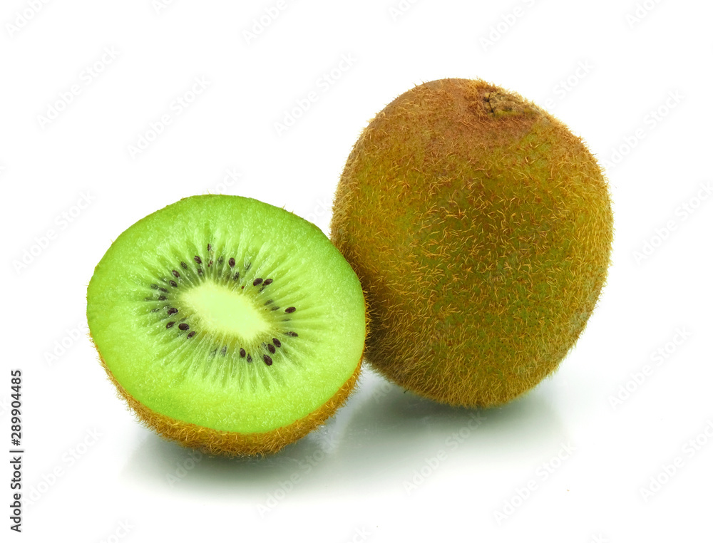 fresh kiwi fruit green color with small black seed, Cut half Isolated on white background fresh kiwi fruit green color with small black seed, Cut half Isolated on white background
