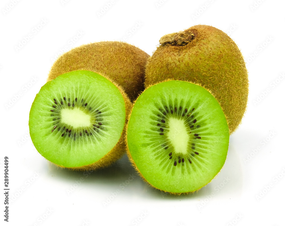 fresh kiwi fruit green color with small black seed, Isolated on white background fresh kiwi fruit green color with small black seed, Isolated on white background