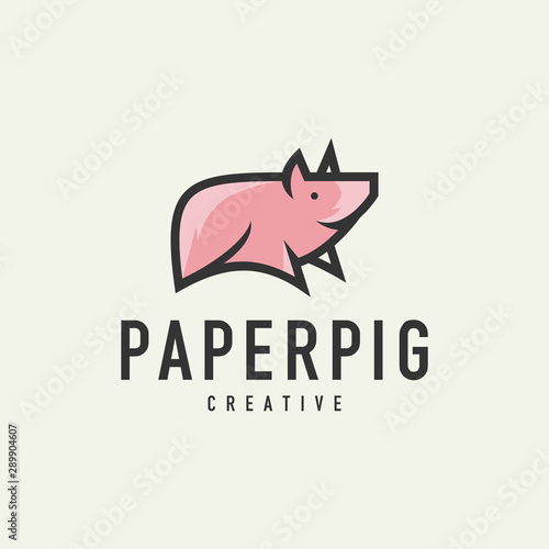 pig sign sticker flat logo - design vector