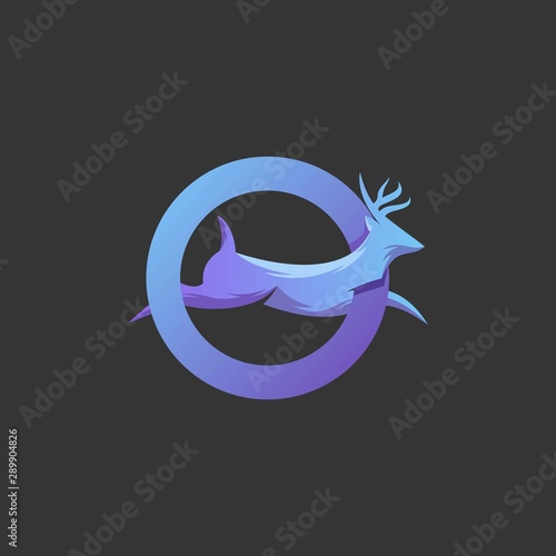 modern deer logo - design vector illustration of a dark background