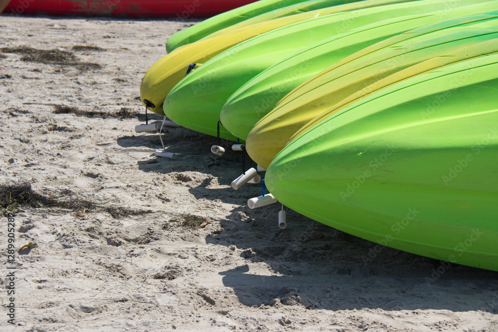 kayaks on the beach