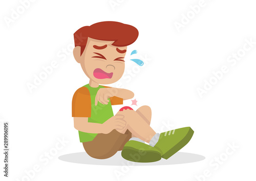 Boy having bruises on his leg.