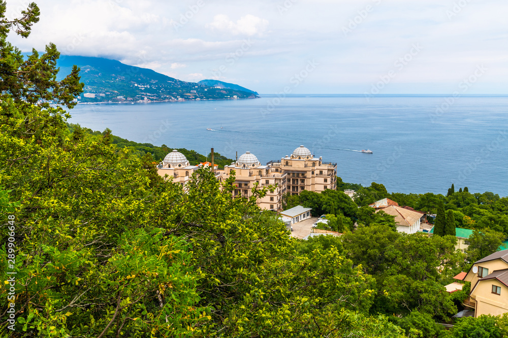 landscape with sea and mountains in Livadia, Crimea