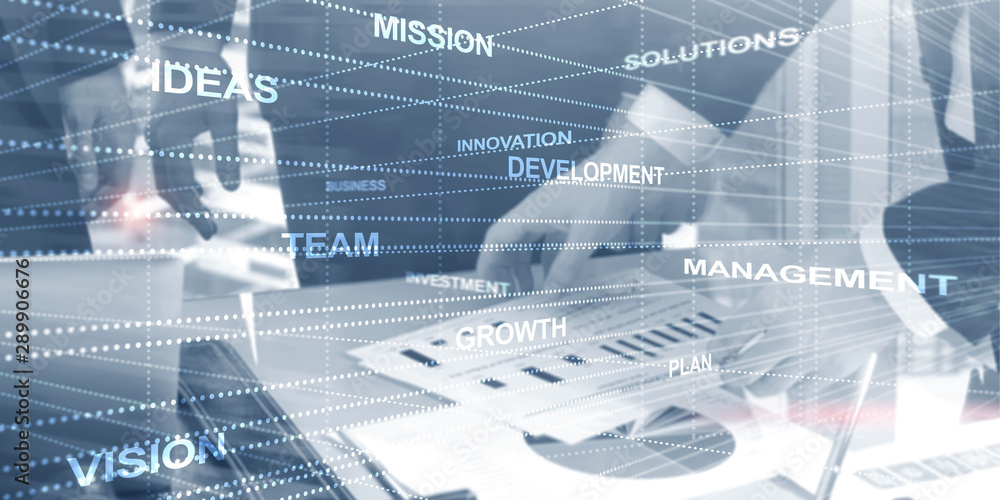 Obraz premium Abstract business background double exposure mixed media.