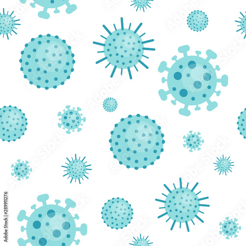Bacteria Biology Organisms Seamless Pattern. Virus Infection Ebola Epidemic Sick. Medical Genetics Bacteriological Microorganism. Human Science Prebiotic. Flat Vector Illustration