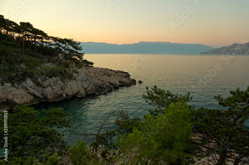 Sunset on the coast of Krk Island, Croatia