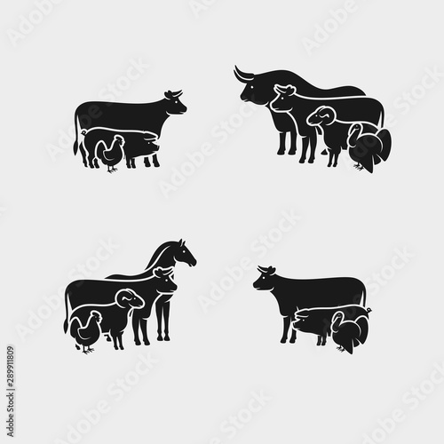 Farm animals set. Collection icon farm animals. Vector