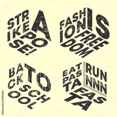 Fashion slogan t-shirt print stamp for t shirts applique, tee badge, label, clothing tag, jeans, and casual wear. Vector illustration