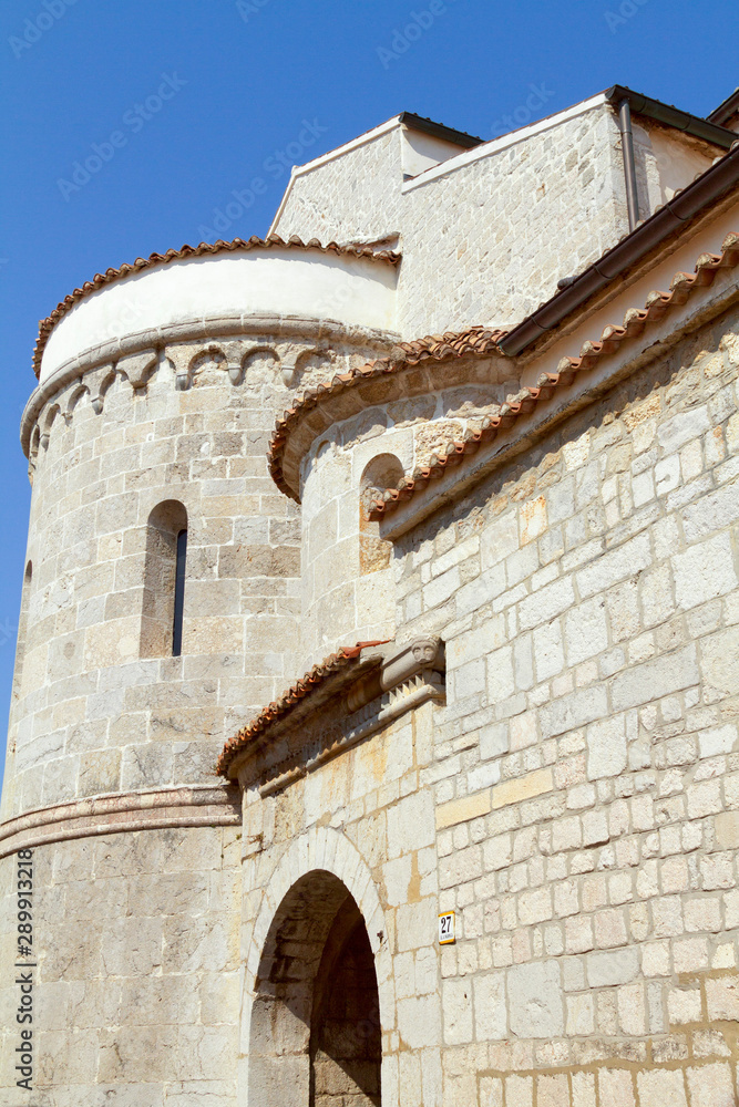 Ancient stone church in Town Krk, Croatia
