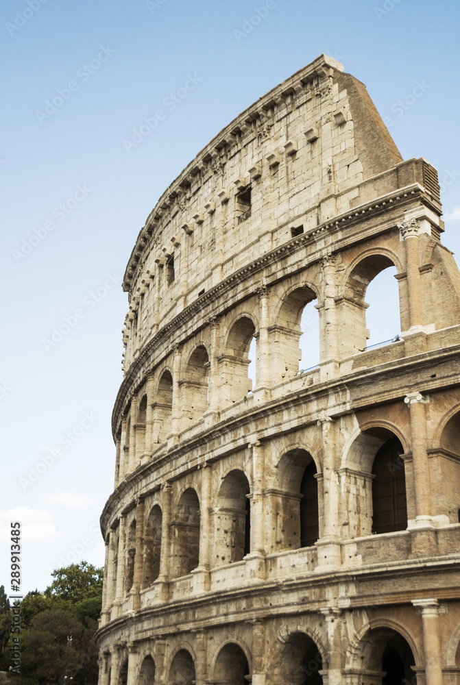 Colosseum of Rome historic monument city emblem
