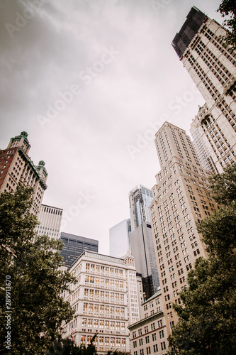 Manhattan buildings from frog persective in New York City