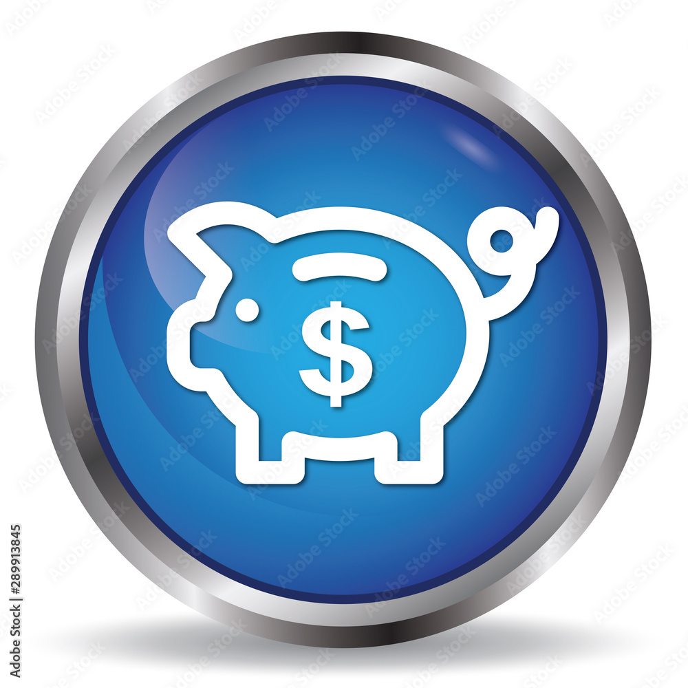 Money box icon blue glossy round buttons Money box icon blue glossy round buttons