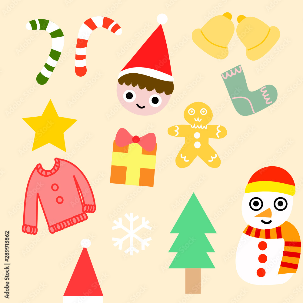 Set of christmas icons.Pastel christmas and Happy New Year stickers.Cute doodle winter stickers. Set of christmas icons.Pastel christmas and Happy New Year stickers.Cute doodle winter stickers.