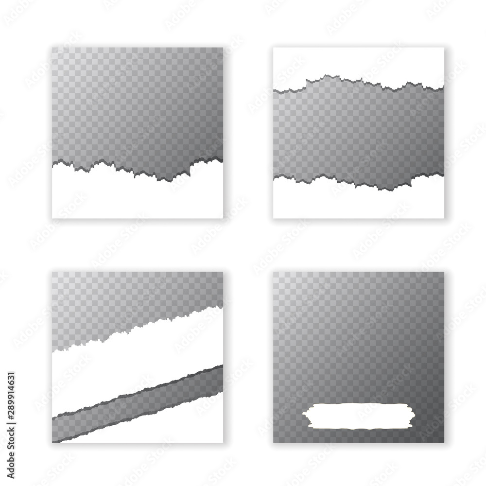 Trendy editable square posts or advertising banners with cracked paper and place for photo design template set. social media design collection. Trendy editable square posts or advertising banners with cracked paper and place for photo design template set. social media design collection.