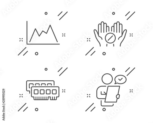 Ram, Medical tablet and Diagram line icons set. Customer survey sign. Random-access memory, Medicine pill, Growth graph. Contract. Science set. Line ram outline icon. Vector