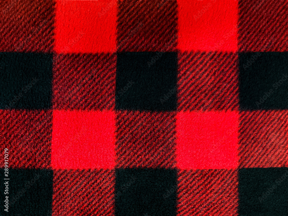 red and black lumberjack plaid pattern on fleece fabric Stock Photo | Adobe  Stock