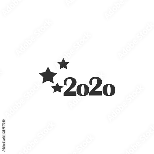 2020 number icon with stars. Happy New Year. Brochure design template, card, ...