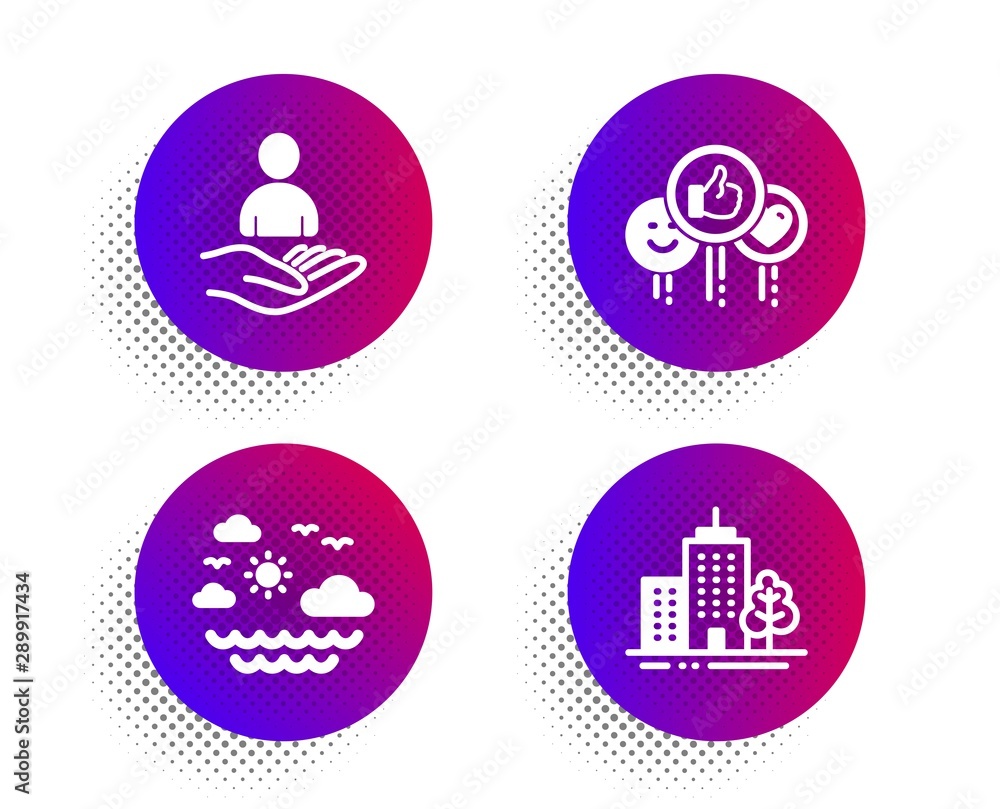 Travel sea, Like and Recruitment icons simple set. Halftone dots button. Skyscraper buildings sign. Summer holidays, Social media likes, Hr. Town architecture. Business set. Vector Travel sea, Like and Recruitment icons simple set. Halftone dots button. Skyscraper buildings sign. Summer holidays, Social media likes, Hr. Town architecture. Business set. Vector