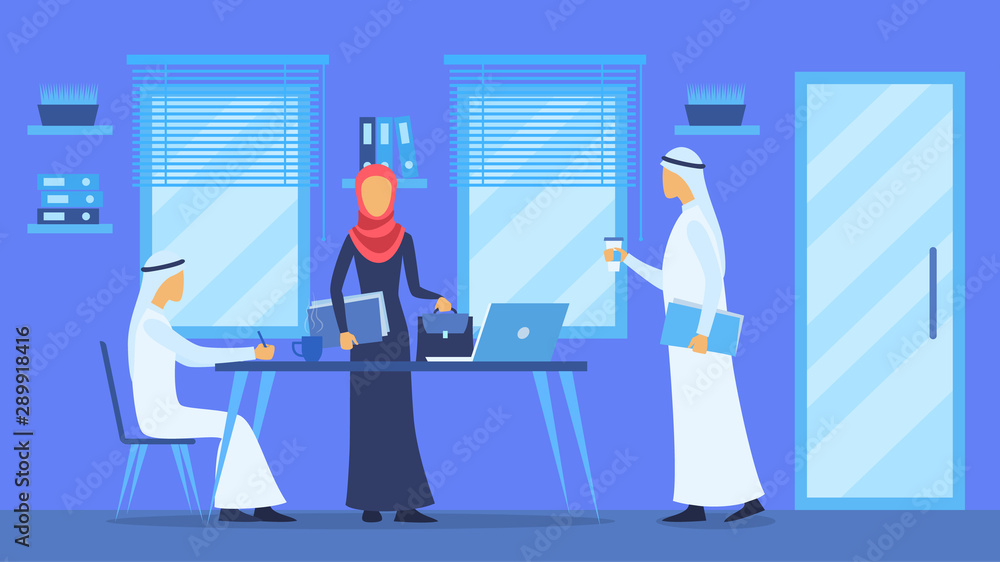 Cartoon Color Characters People and Arabic Business Concept. Vector Cartoon Color Characters People and Arabic Business Concept. Vector