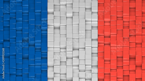 French flag made of cubes in a random pattern.