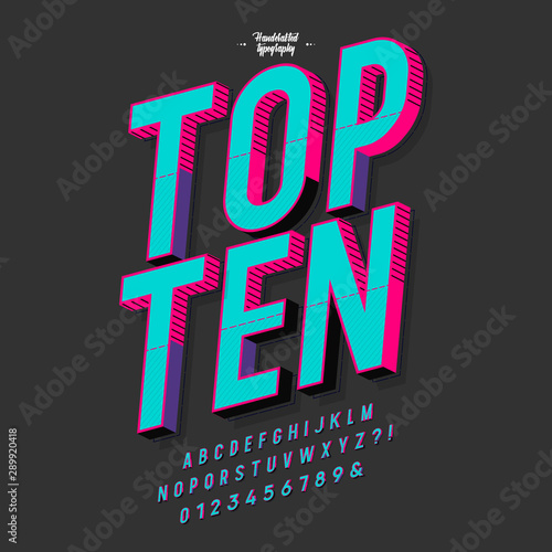 Vintage 3D Sans Serif Font.