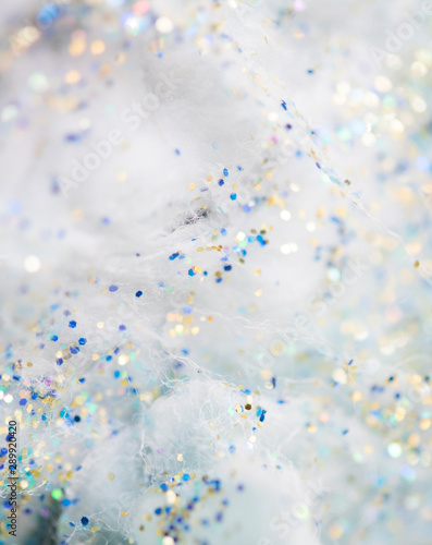 Ethereal Fluffy Blue Clouds with Glitter Background