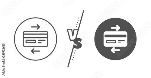 Bank payment method sign. Versus concept. Credit card line icon. Online Shopping symbol. Line vs classic credit card icon. Vector