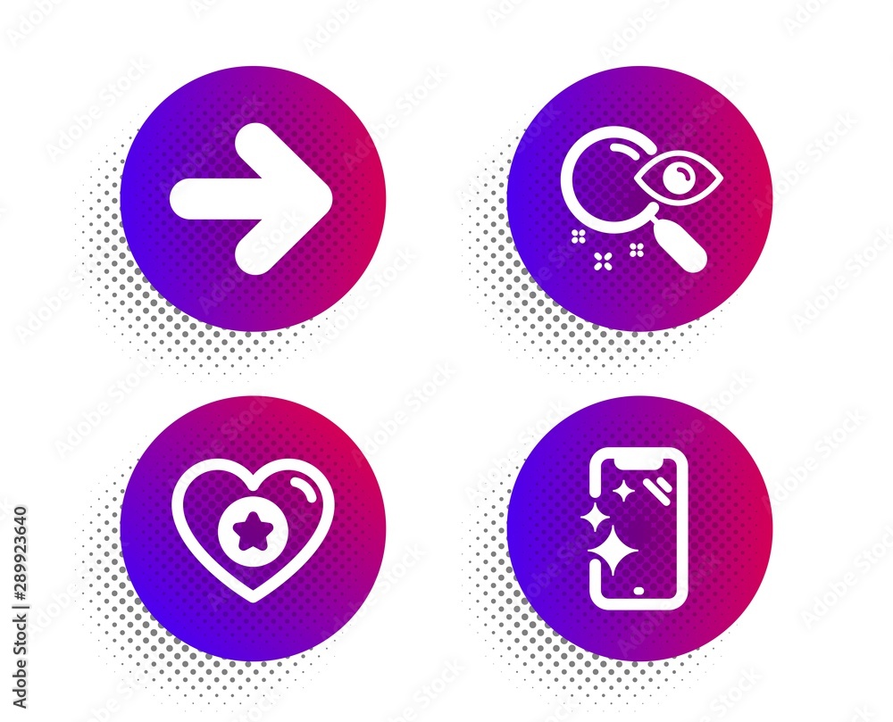 Search, Heart and Next icons simple set. Halftone dots button. Smartphone clean sign. Find document, Star rating, Forward. Phone screen. Technology set. Classic flat search icon. Vector Search, Heart and Next icons simple set. Halftone dots button. Smartphone clean sign. Find document, Star rating, Forward. Phone screen. Technology set. Classic flat search icon. Vector