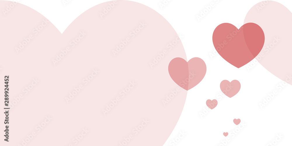 Vector illustration of transparent hearts, panoramic background