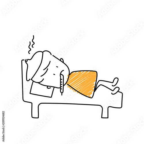 Character with sick emoji