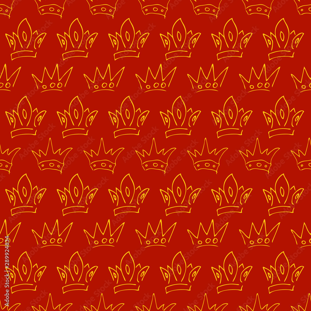 Seamless pattern of doodle queen or king crowns Seamless pattern of doodle queen or king crowns