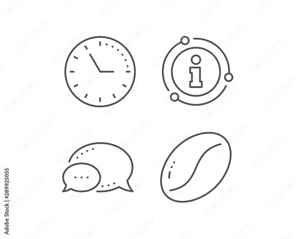 Coffee beans line icon. Chat bubble, info sign elements. Tasty seed sign. Vegan drink symbol. Linear coffee beans outline icon. Information bubble. Vector Coffee beans line icon. Chat bubble, info sign elements. Tasty seed sign. Vegan drink symbol. Linear coffee beans outline icon. Information bubble. Vector