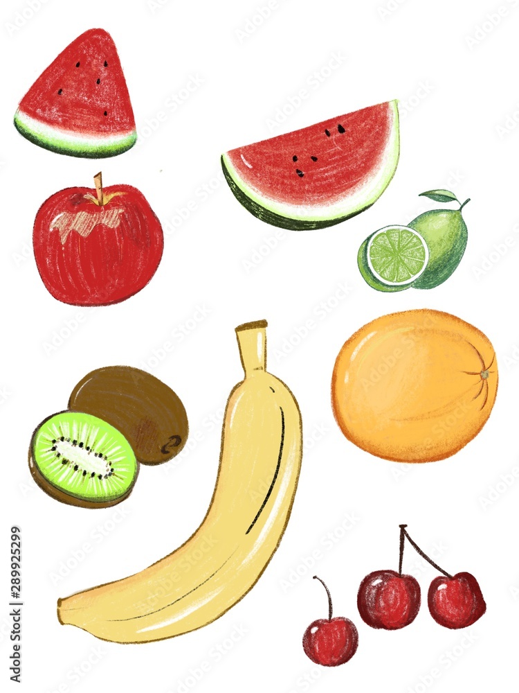 set of fruits isolated on white set of fruits isolated on white