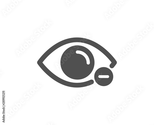 Eye diopter sign. Myopia icon. Optometry vision symbol. Classic flat style. Simple myopia icon. Vector